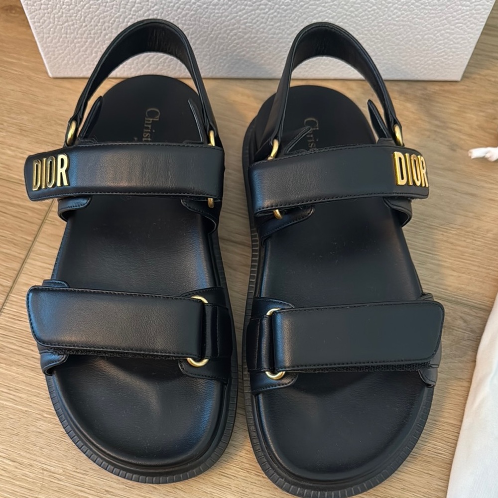 Dior Black Sandals with Gold Logo